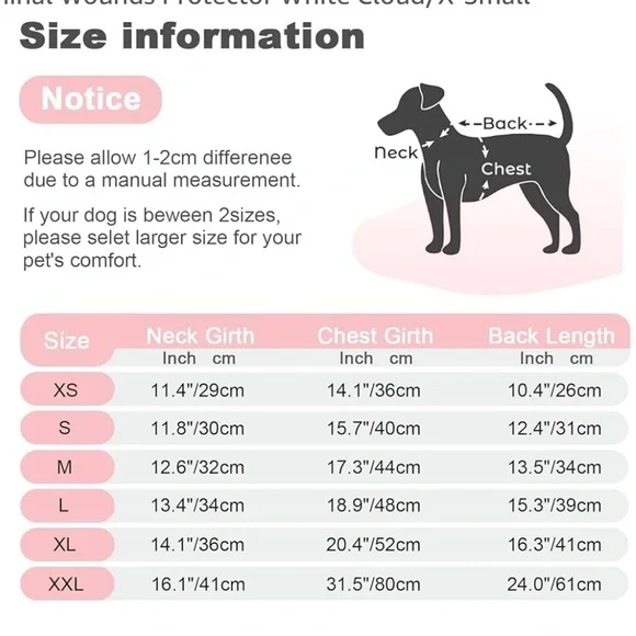 NWT ETDANE Recovery Suit for Dog Cat White Cloud Small Surgical Recovery Onesie - Picture 4 of 9